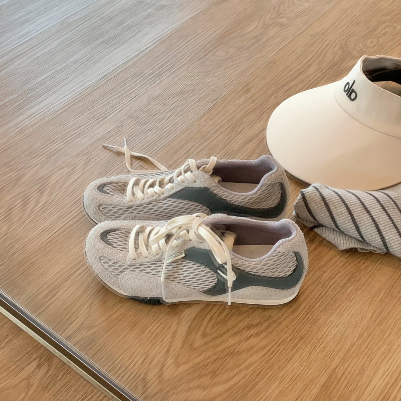ニッチレトロメッシュステッチコントラストカラーの女性用トレーニングシューズ2025新しい多用途で快適なカジュアルスポーツフォレストシューズ|undefined