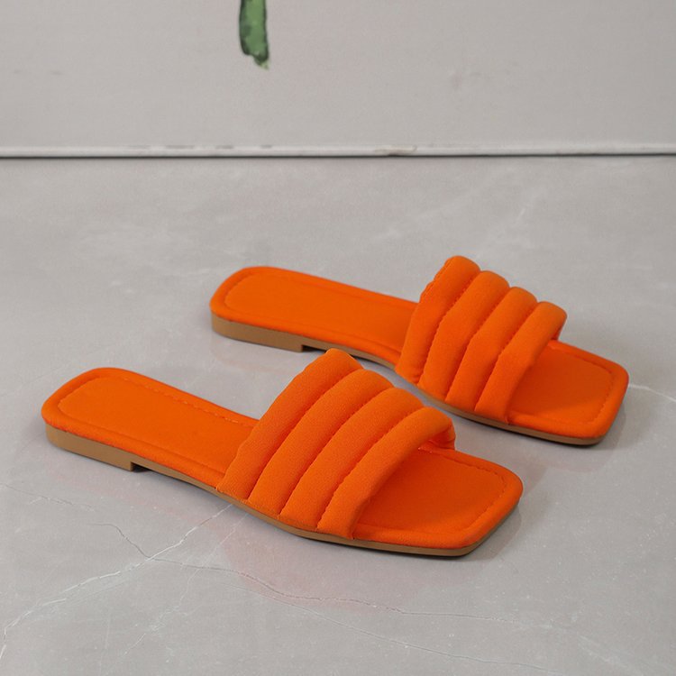 Women's Ladies Slides Indoor Leather Fabric Waterproof Non-Slip Flip Flops_voghion.com