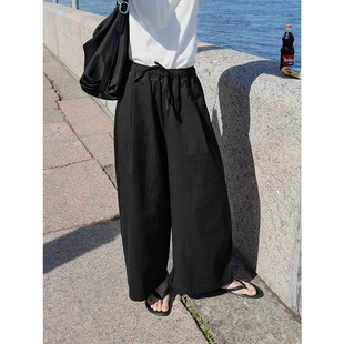 Shijian, Practical, Stereo Loose and Relaxed Balloon Pants, Tencel Cotton, Hidden Flesh, Slimming Look Casual Pants 01353