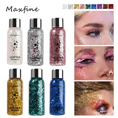 クロスボーダーのメークmaxfine液体アイシャドーセットの卸売りの大きいスパンコールのジェルのフラッシュの体の乳のクラブの舞台