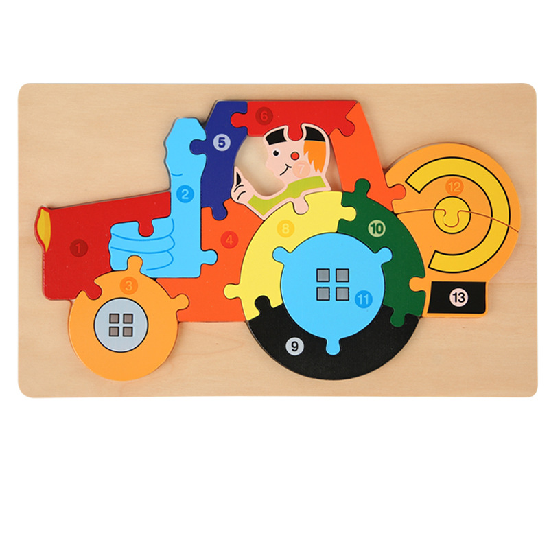 Juguetes de puzzle de madera de hebilla para niños pequeños Juguetes de bloque de bloques de construcción de bebés Juguetes de puzzle cognitivo de forma emparejada