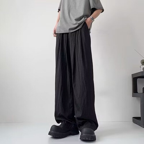 Yamamoto pants men's spring and summer 2025 new style lazy casual high waist slimming small man loose straight wide-leg pants