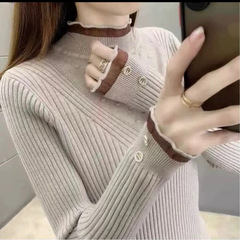 包芯纱打底衫女春秋甜美毛衣修身内搭针织衫设计感小众别致上衣潮