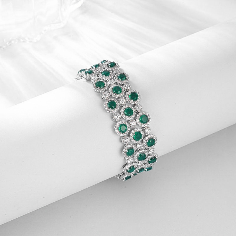 Pulsera de diamantes verde real de lujo ligero transfronterizo para mujer S925 con incrustaciones de plata para cultivar joyas de tesoros de color brillante en el cielo lleno de estrellas