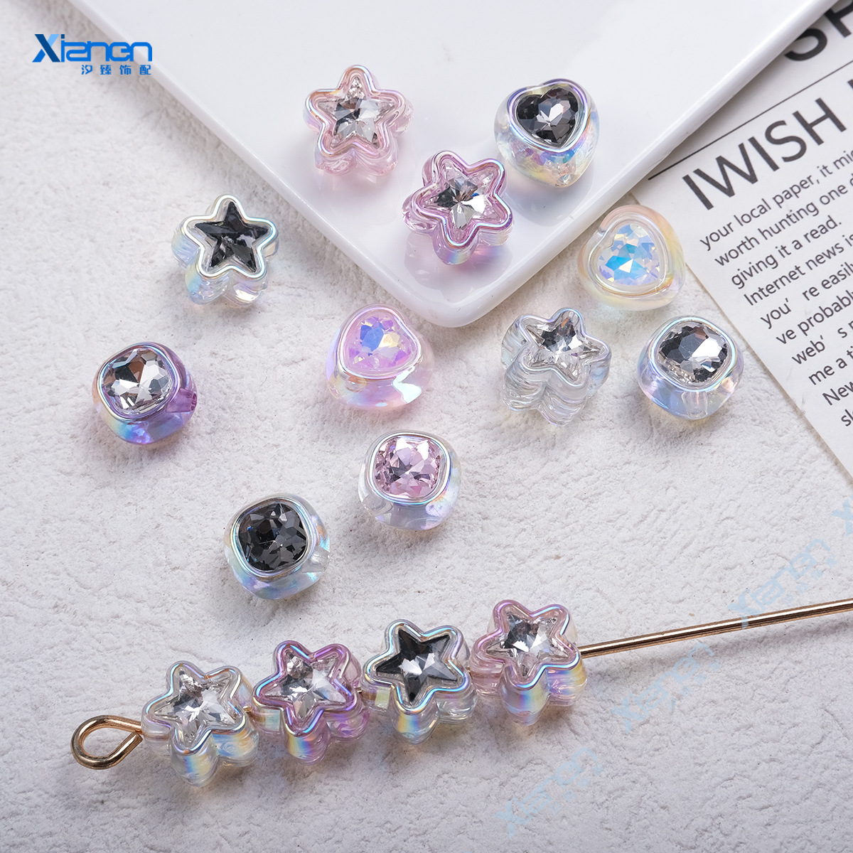 Double-sided acrylic accessories with zircon