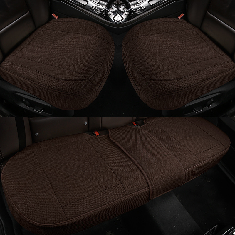 New Full-Coverage Linen Car Seat Cushion for Single Front Seat, Breathable and Suitable for All Seasons, Cross-Border Purchase with Labeling