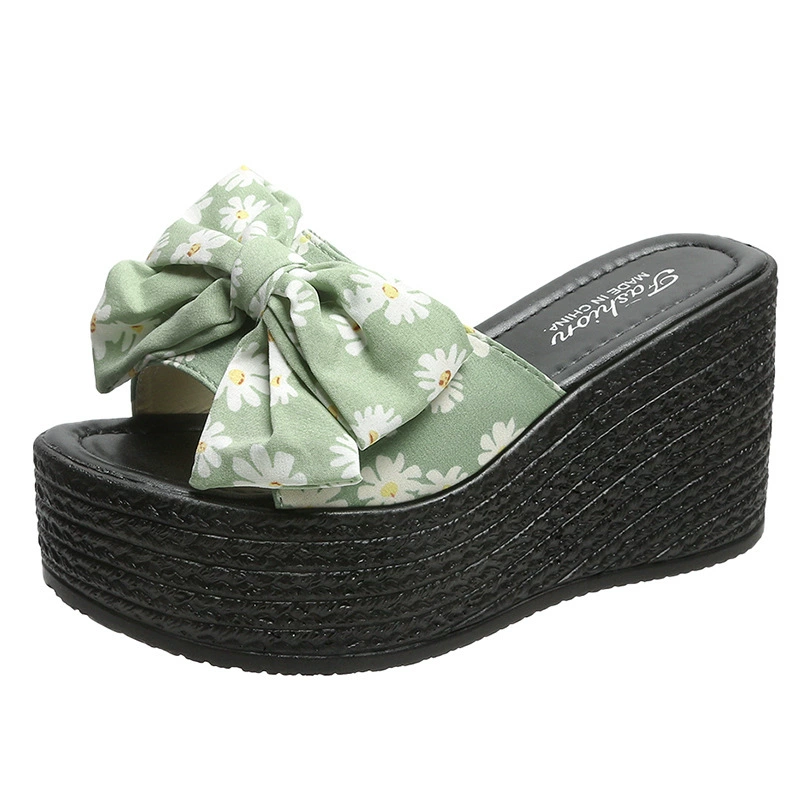 Summer slippers, comfortable fashionable footwear with bow, 2023, plus size