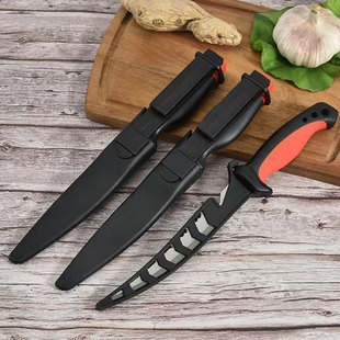 Cross-Border Exclusive Outdoor Multifunctional Fish Knife with Serrated Edge for Scaling Fish, Floating with Knife Sheath, Fish Filleting Knife, Fishing Supplies