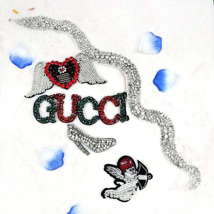 供应时尚手工钉珠动物布贴水钻蛇服装辅料 服饰配饰