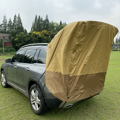 Outdoor Self-Driving Tour Barbecue Camping Car Travel Tent Sunshade Rainproof Trunk Car Rear Extension Tent (Avtomobil dam çadırları) - brown-car-travel-tent-without-iron-pipe-double