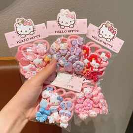 甜美卡通猫咪小皮筋女童不伤发毛巾圈发绳Hellokitty儿童扎头发圈