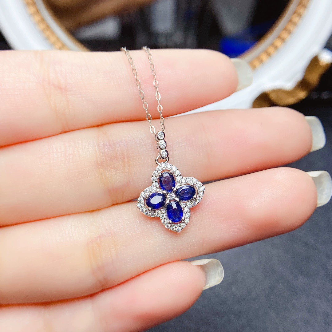 Новый натуральный сапфир подвеска S925 Серебряный инкрустированный основной камень 3*4 мм