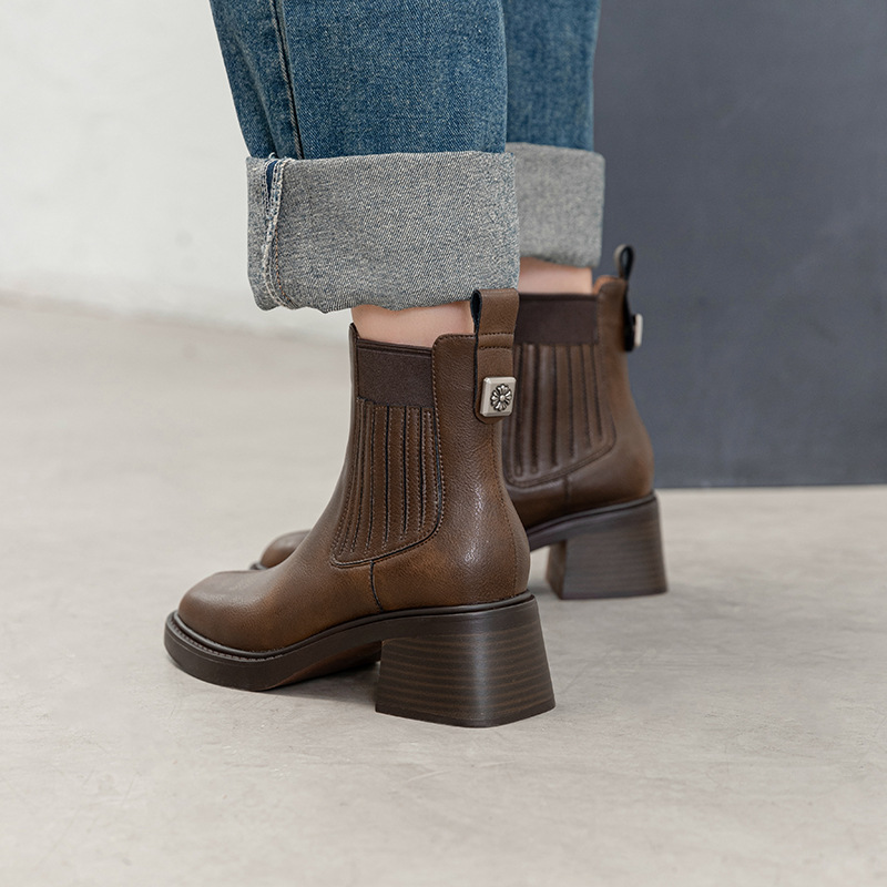 CHIKO Ahlam Square Toe Block Heels Ankle Boots