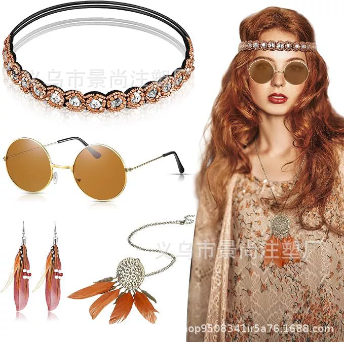 headband, алмазная подвеска с кисточками, ожерелье, комплект, европейский стиль, бохо стиль