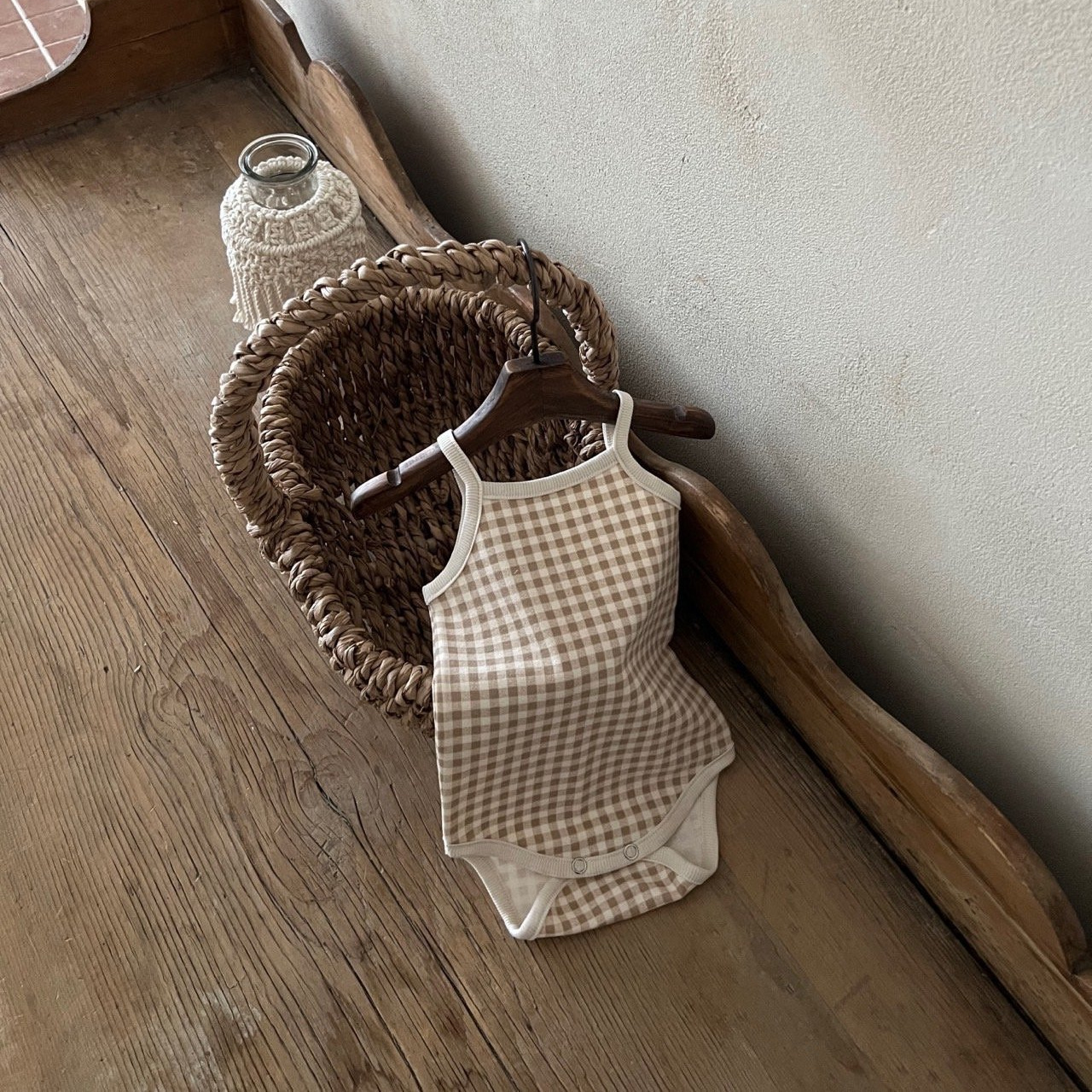 Estilo coreano bebé niños y niñas impreso de algodón acolchado mameluco ins verano recién nacido versátil chaleco casual triángulo mameluco