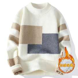 秋冬季长袖圆领毛衣男士韩版修身青少年学生帅气男装针织衫上衣潮