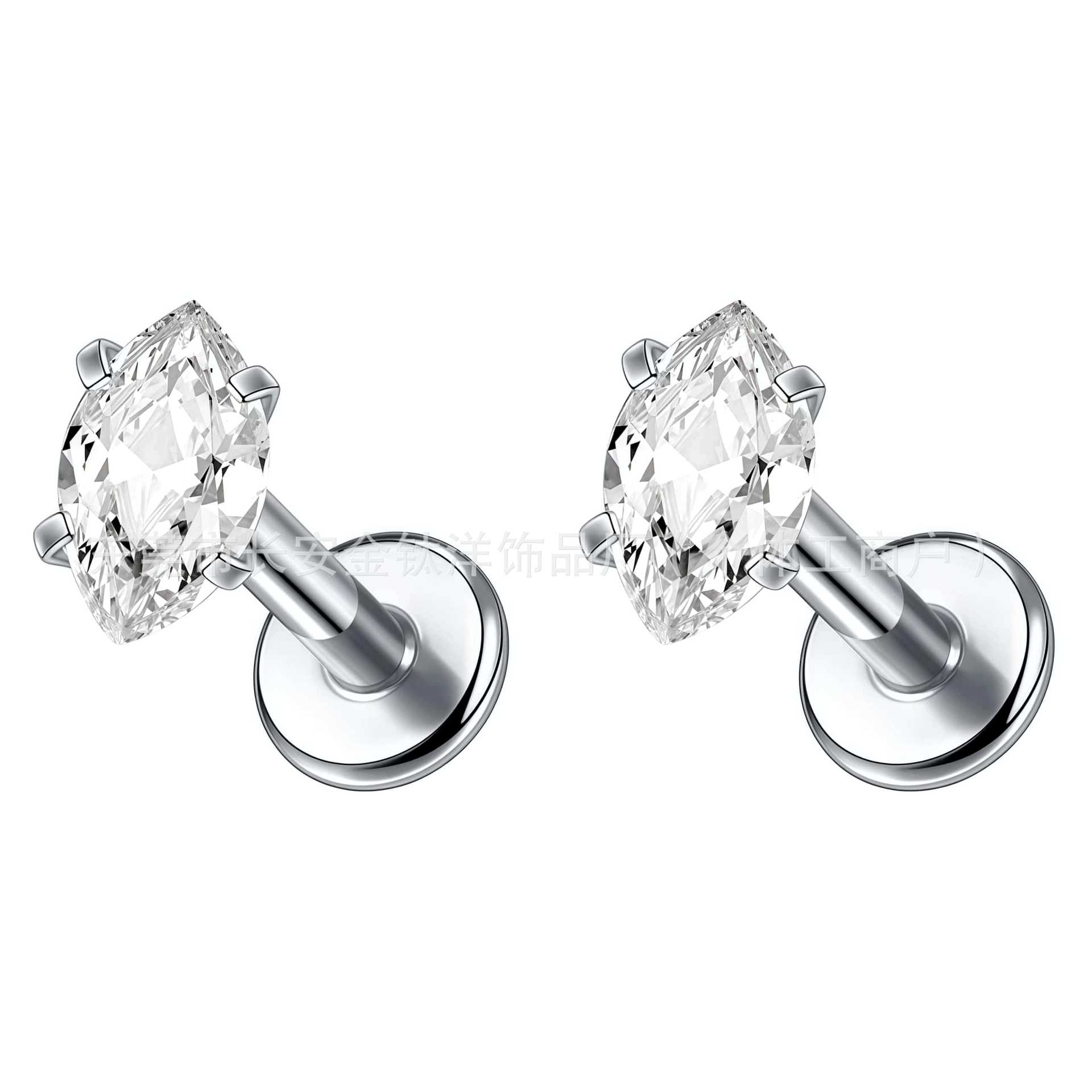 F136 Titanium 5A Pear-Shaped Zircon Nose Stud, Ear Bone Stud, Lip Stud, Ear Stud, Cochlear Stud, G23 Titanium Alloy Body Piercing Jewelry detail image 8