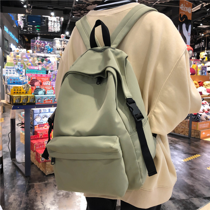 Japanese-Style Solid Color Fashion Nylon Backpack for Women, Korean Version High School Lightweight Backpack for Female College Students