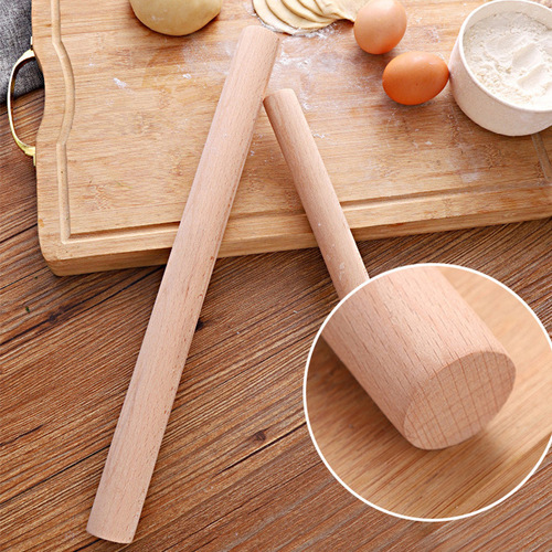 Beech rolling pin wooden rolling pin leather meat hammer flour stick solid wood pressing stick kitchen baking tool rolling pin