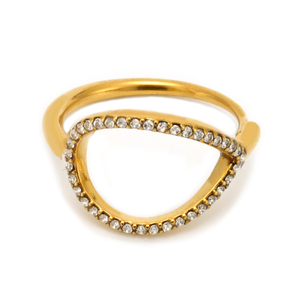 Suikerklontje Ins Duivenei Waterdruppel Super Flash CNC Ingelegde Zirkoon Ring Zijopening Verstelbare RVS Kleur Vasthoudende Staartring_voghion.com