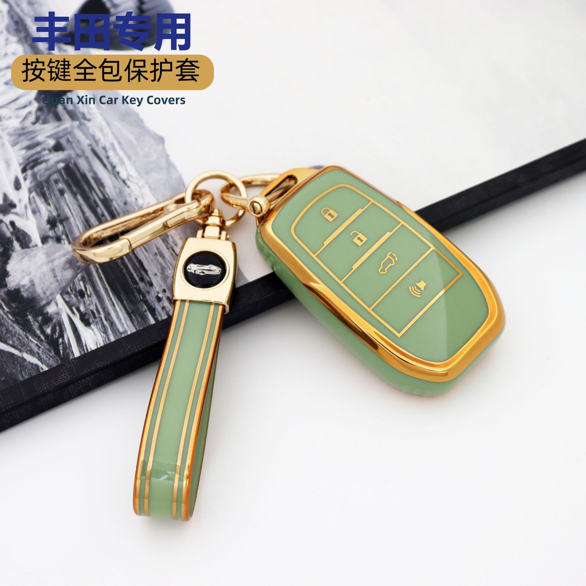 4 키 말차 그린 + [프놈펜 싱글 쉘] + 하이 퀄리티 TPU 끈 말차 그린-[프놈펜 골드 버클]