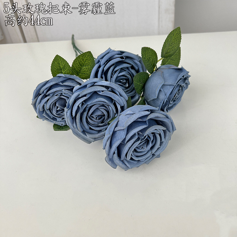 Alta simulación 5-cabeza curling Rosa mango manojo francés ramo carretera plomo flor artificial falso decoración del hogar boda Rose