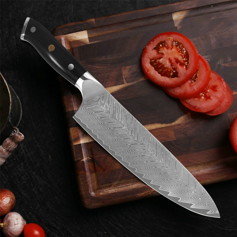 Мощная VG10 дамасская сталь 8-дюймовый нож поварской для резки мяса, тонкий западный стиль кухни, рисунок G10, Pass