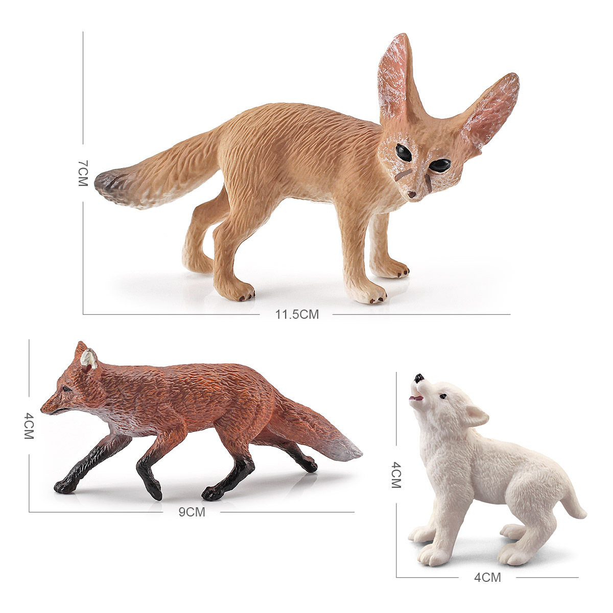 Simulación bosque modelo animal aurícula estática zorro blanco joven Lobo Cerda decoración de escritorio juguetes cognitivos exportación transfronteriza