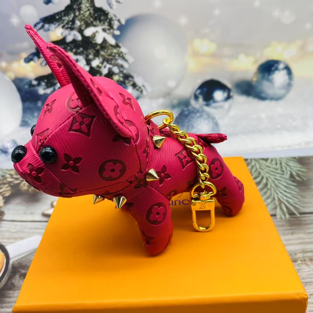 Bolsos de burro al por mayor cachorro red de cuero viejas flores dibujos animados pequeños par adornos de llaves de automóviles lindos