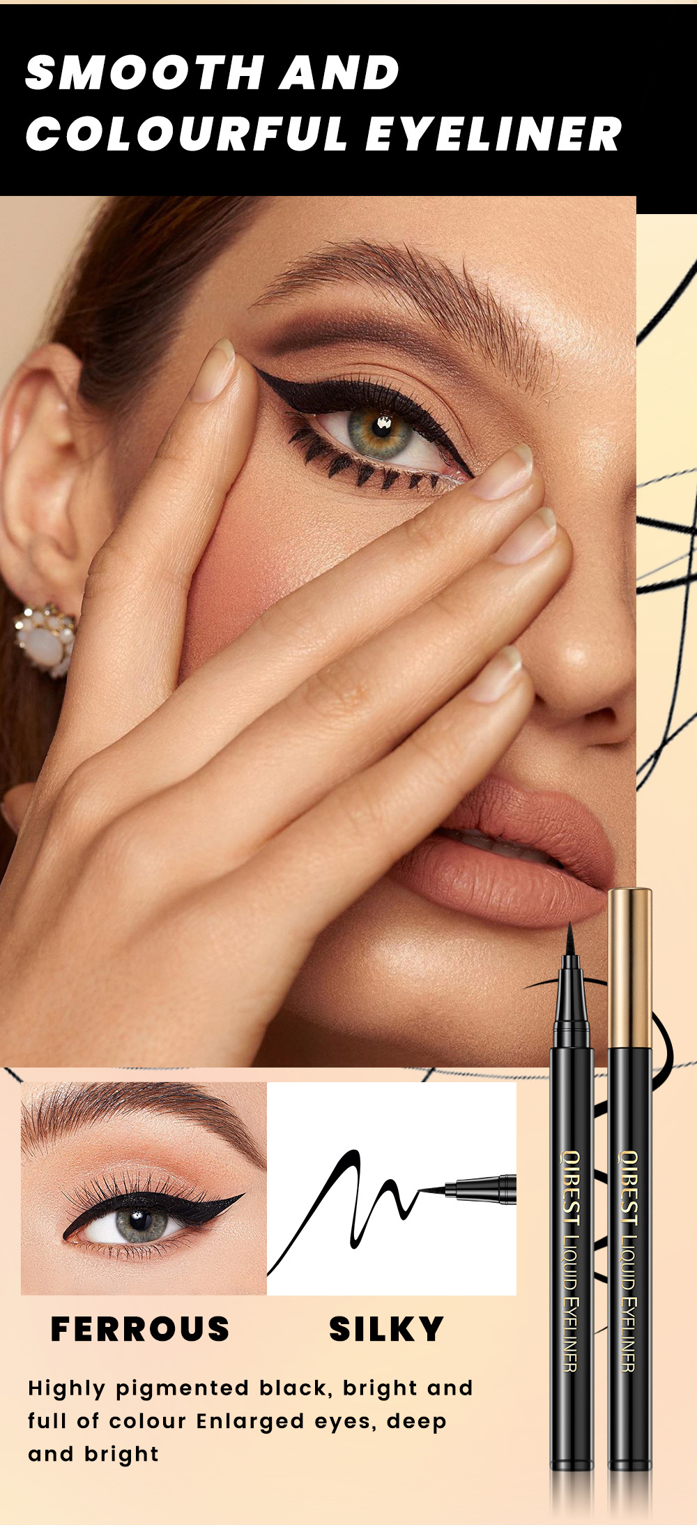 QIBEST Eyebrow and Eye Makeup Set is waterproof, sweat-proof, and does not easily smudge. It offers long-lasting, natural, and three-dimensional eye makeup undefined