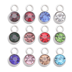 現物6mm誕生日石卸売りステンレス12誕生日石ドリルカップペンダント生辰石diyアクセサリー卸売り