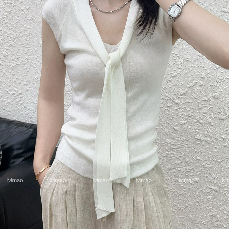 Summer New Style 16-Gauge Lyocell Top with Fluttering Collar and Small Flying Sleeves, Cool and Breathable, Solid Color Versatile Korean-Style Women's Top Summer New Style 16-Gauge Lyocell Top with Fluttering Collar and Small Flying Sleeves, Cool and Breathable, Solid Color Versatile Korean-Style Women's Top