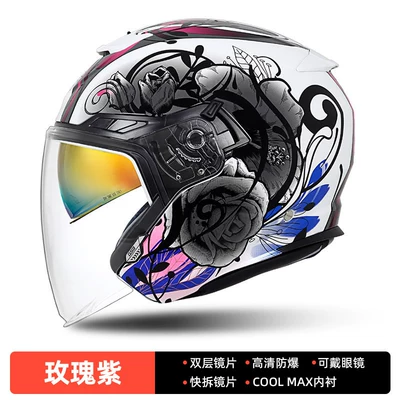 Motosiklet kaskı (dəbilqə) – unisex three-quarter summer helmet - rose-purple-s-263-m