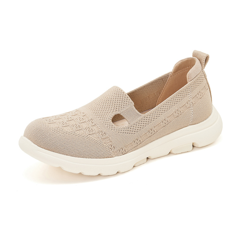 K6016 - 4 primavera 2025 zapatos de cuero único antideslizante transpirable tejido de otoño casual versátil zapatos de madre poco profundos para mujeres