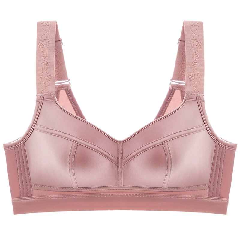 Glossy Satin Bra, Plus Size, Wide Adjustable Straps, Sizes 34–52 (C–E)