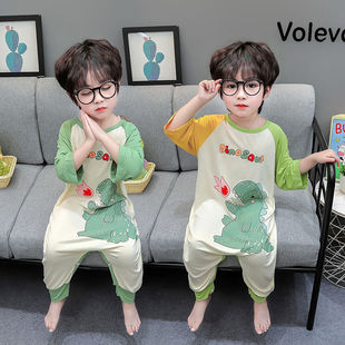 Boys' Baby Pajamas Summer Modal Children's Dinosaur Sleepwear Thin Ninned Baby Home Clothes Sleeping Bag