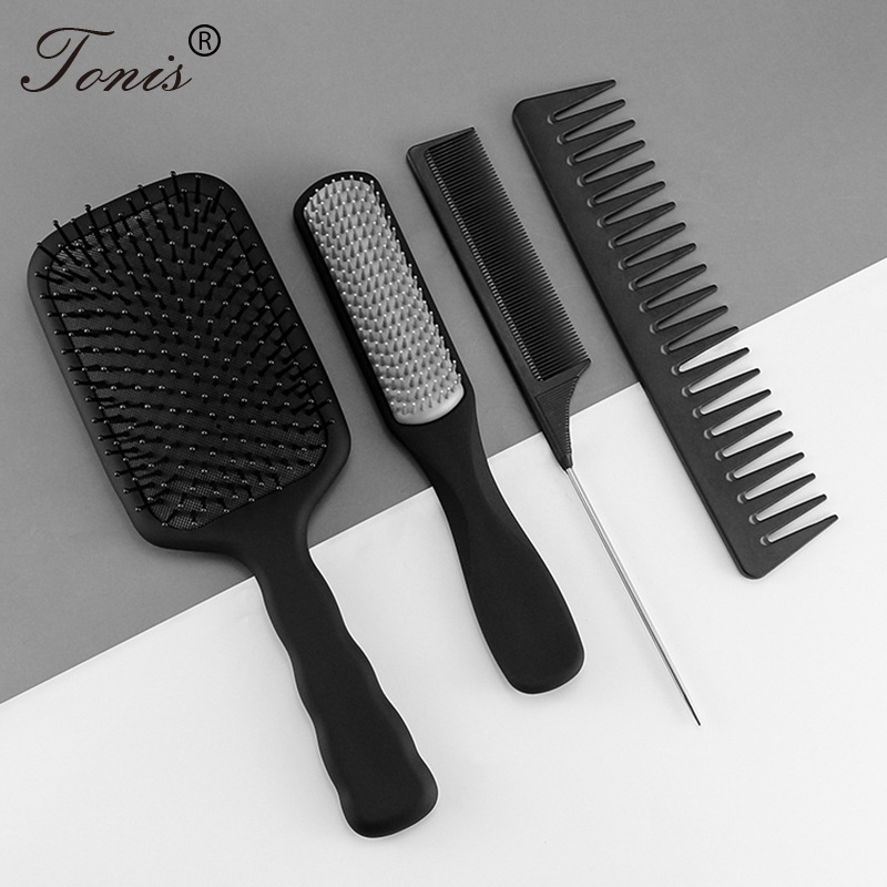 跨境亚马逊款美发工具梳 气囊梳塑料九排尖尾梳顺发造型梳子套装|ru