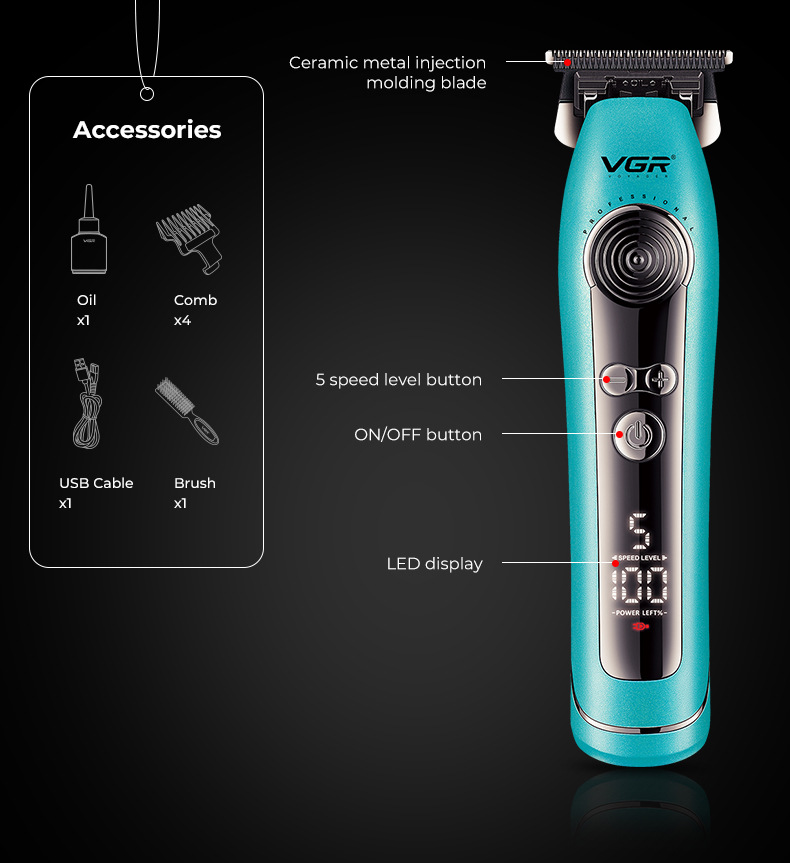 Vgr299 Professional Electric Hair Trimmer With High Speed Motor_voghion.com