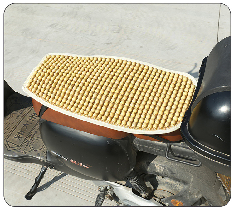 Summer Wooden Bead Electric Vehicle Seat Cushion, Breathable Seat Pad, Non-Slip, Sun Protection, Universal Electric Bike Seat Cover, Summer Cooling Pad