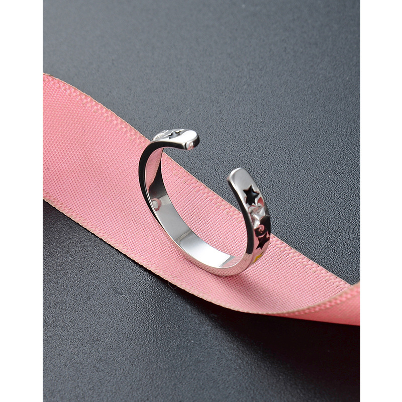 TikTok mismo estilo goteando aceite anillo Abierto Femenino al por mayor Estrella s925 plata anillo de dedo índice joyería de moda estilo japonés y coreano