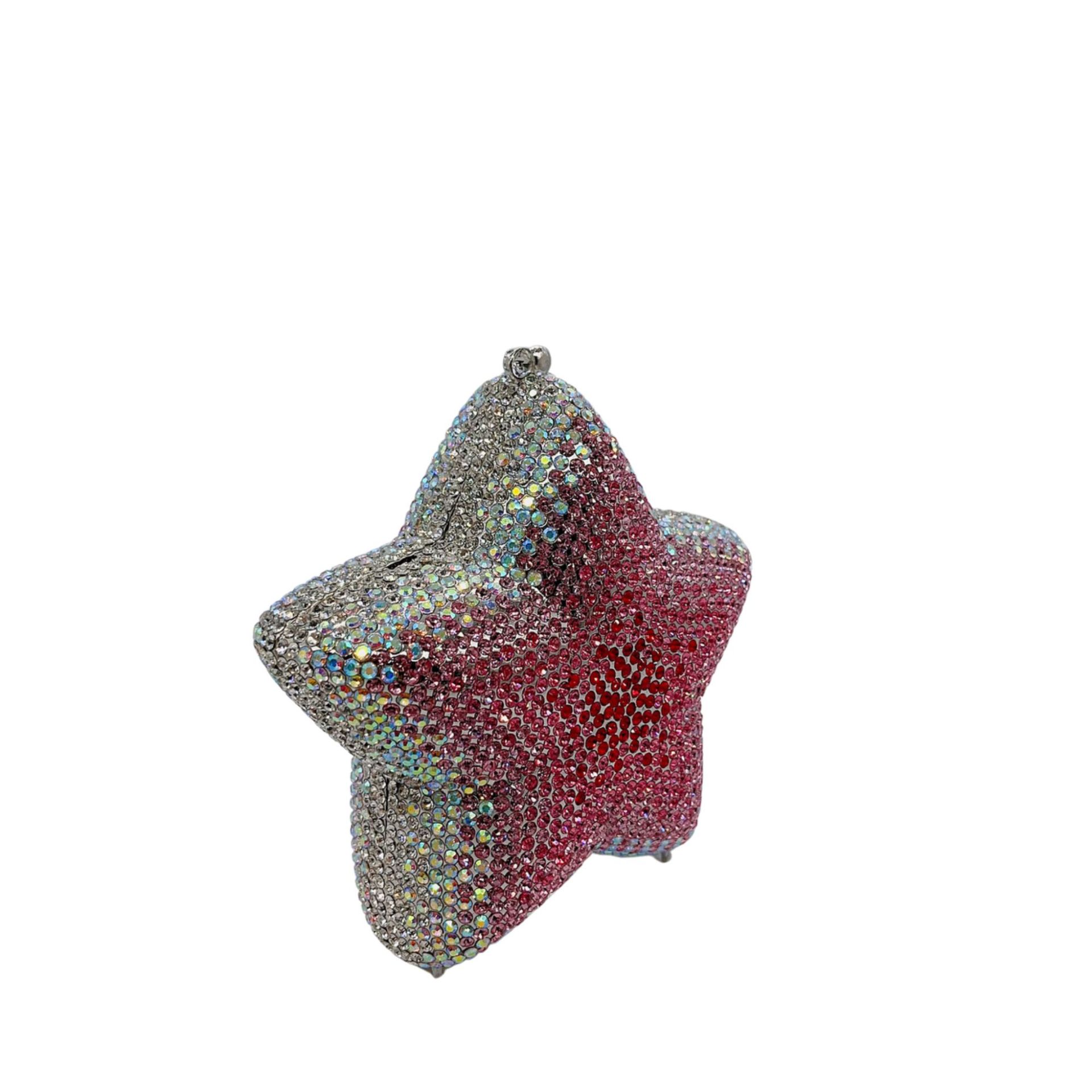 Túi clutch nữ đính kim cương dạ hội Star Rhinestone — Màu cầu vồng, Hồng chuyển dần, Tím hồng, Bạc AB chi tiết 14