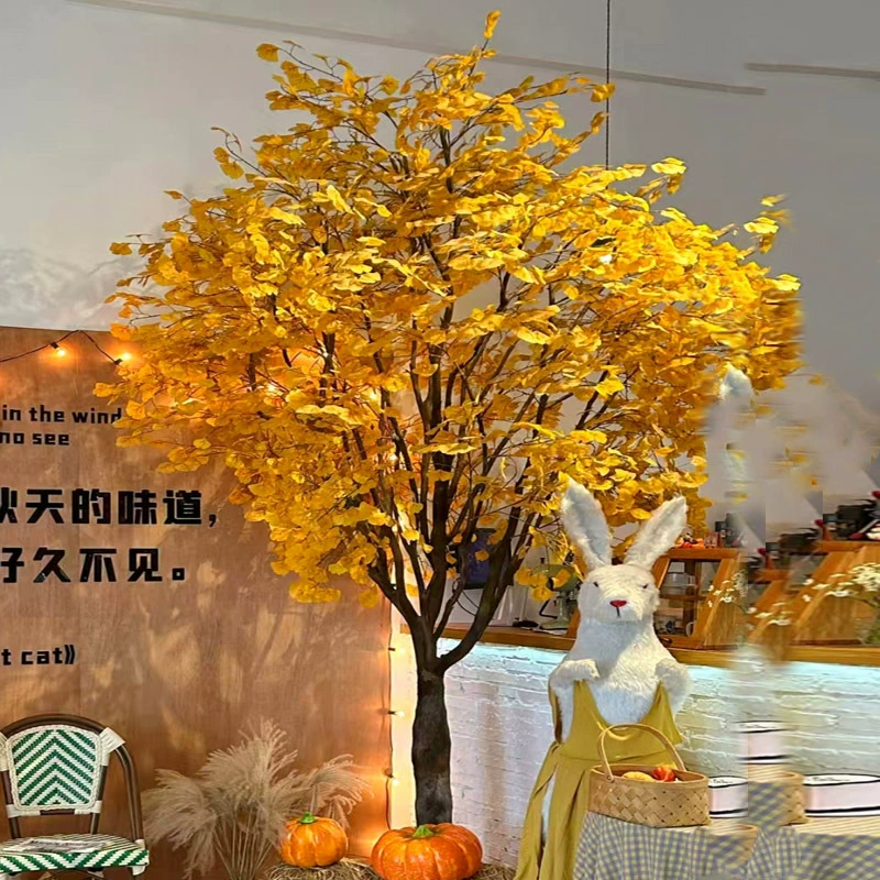 Имитированное дерево ginkgo, декоративная искусственная пальма для осени, интерьер и экстерьер, простое оформление ландшафта, большой зеленый растительный декор