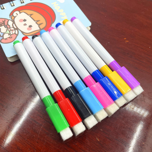 Children's painting color core whiteboard pens light board pens creative water-based erasable pens with brushes 8-color set whiteboard pens
