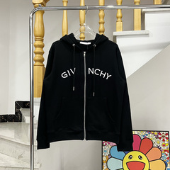 外贸高品质GVT新款跨境高版本连帽字母刺绣秋冬情侣拉链卫衣外套