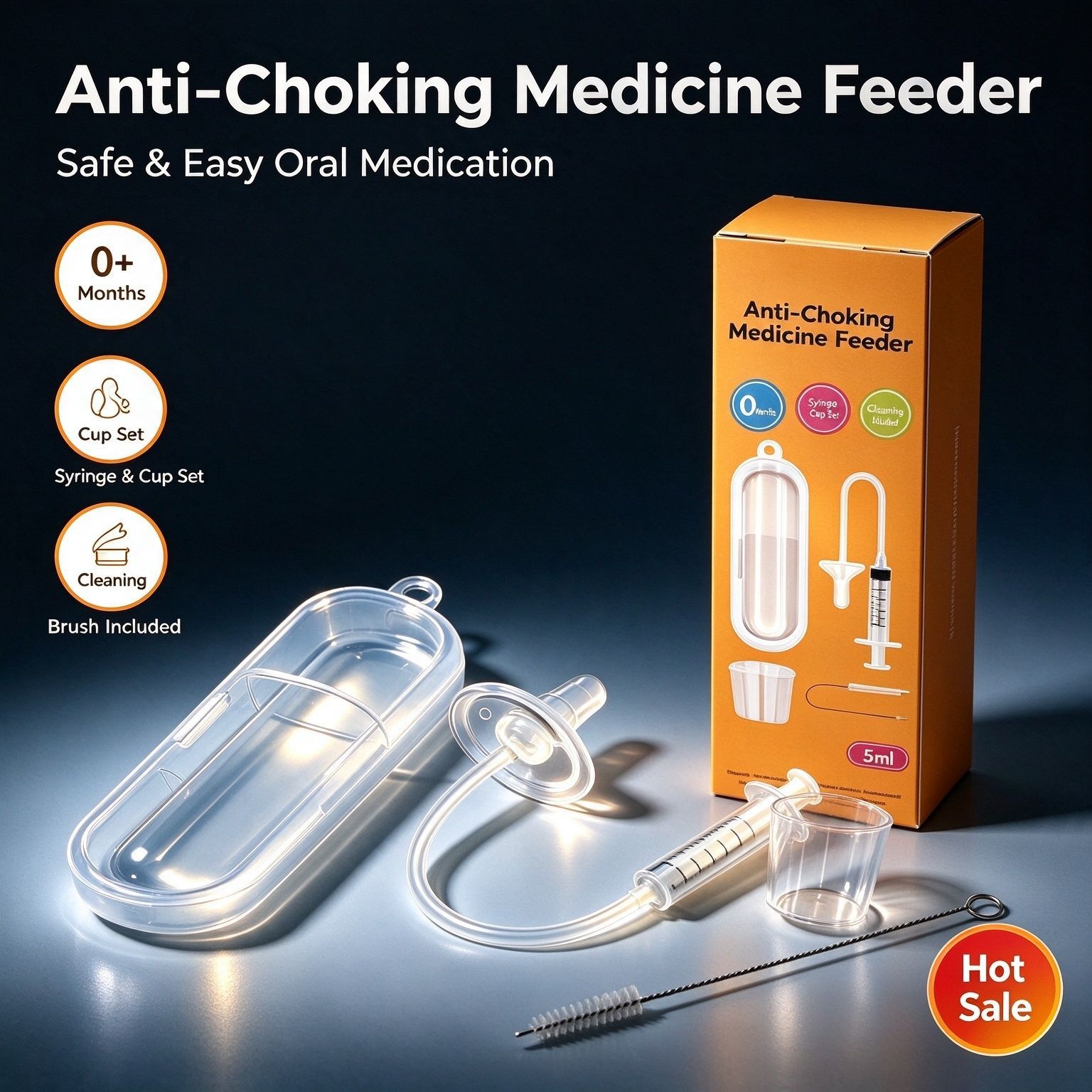 Infant Pacifier Syringe Type Liquid Feeder Set Anti-Choking Medicine Silicone Soft Head Medicine Feeder Cross-Border Hot Sale