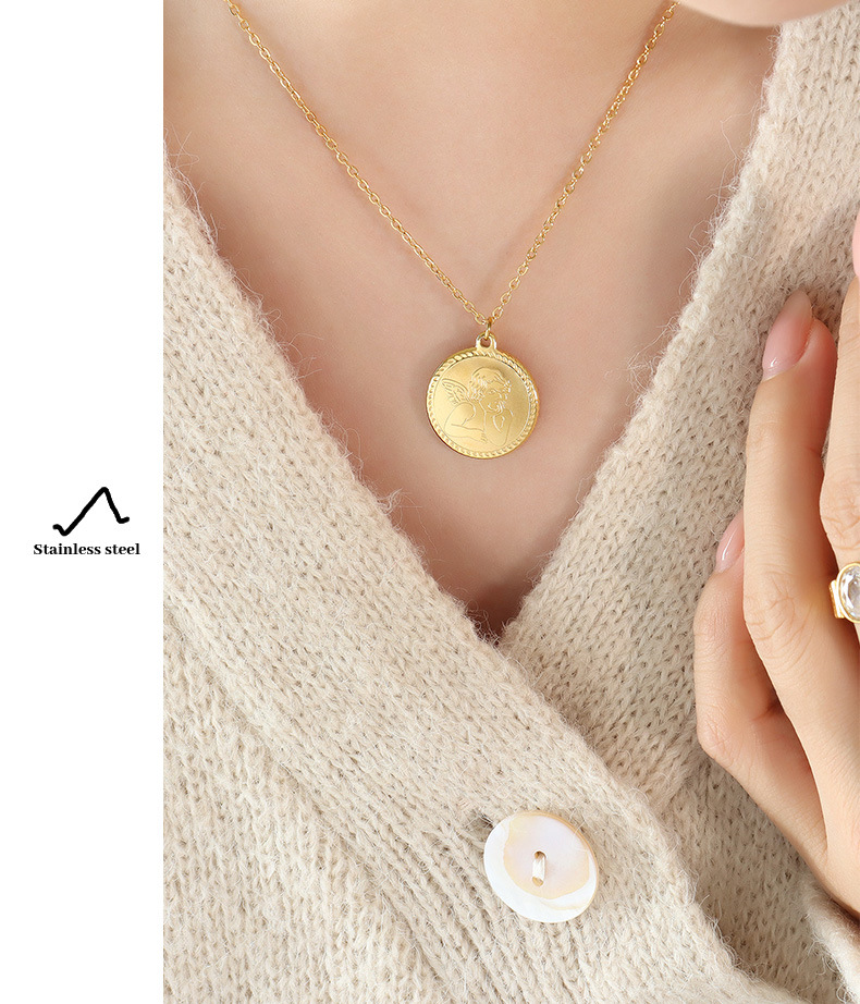 Fashion Angel Titanium Steel Plating Pendant Necklace