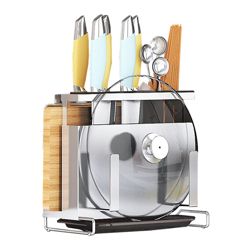 Cuchillo de acero inoxidable cuchillo de almacenamiento de perforación libre montado en la pared de almacenamiento de rack suministros de cocina cuchillo de cocina multifuncional cuchillo de cocina tabla de cortar