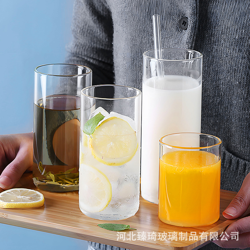 Vaso de Vidrio de Borosilicato Alto Resistente al Calor, Vaso Cilíndrico Recto para Hervir Agua a Alta Temperatura, Vaso Transparente para Comer