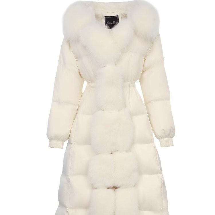 New Style Thickened Goose down Winter Coat with Long Fur Collar, Over-The-Knee Length, 2025 Loose-Fitting Long Fur Collar Jacket, High-End New Style Thickened Goose down Winter Coat with Long Fur Collar, Over-The-Knee Length, 2025 Loose-Fitting Long Fur Collar Jacket, High-End