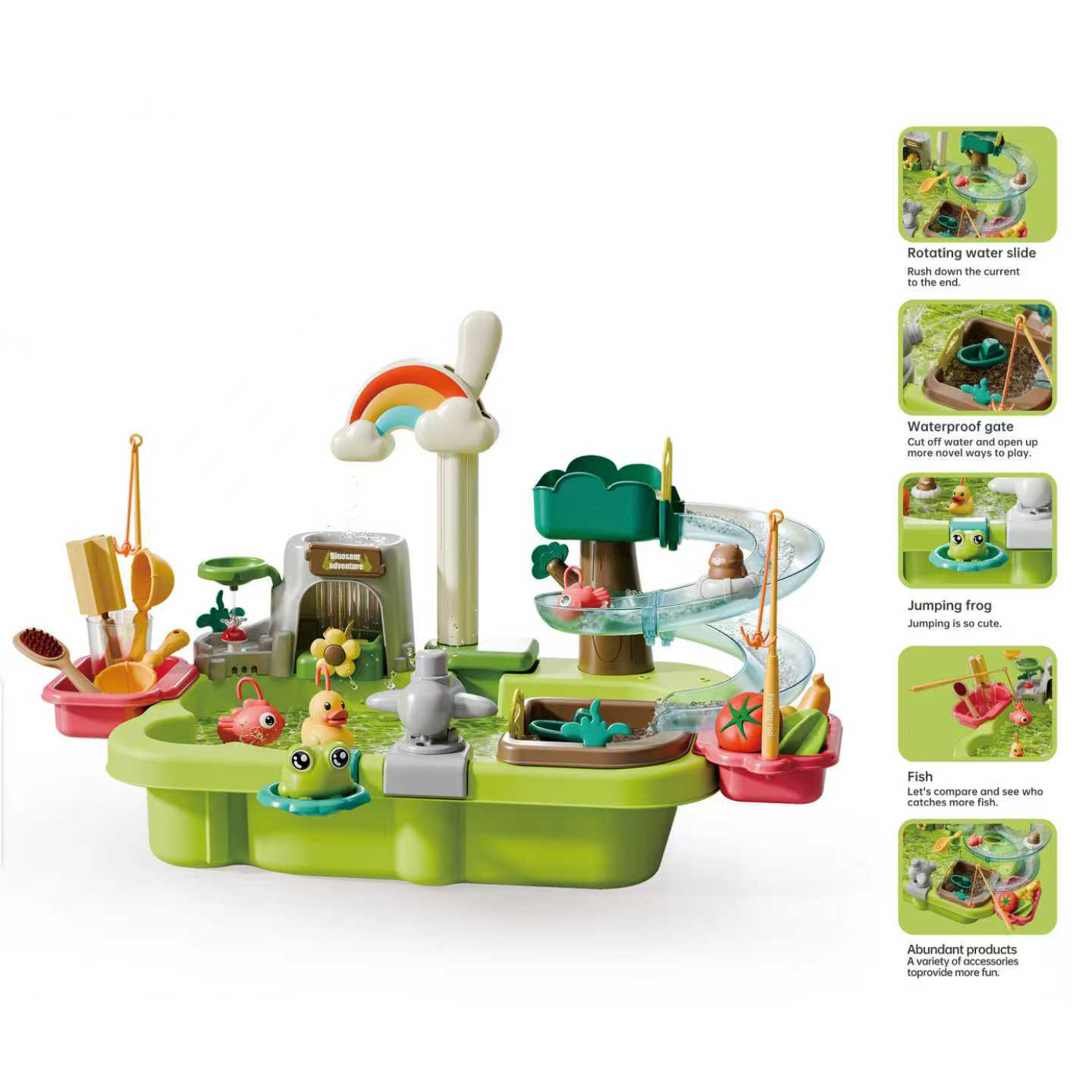 Transfronterizos niños circulación eléctrica agua lavabo diaoyutai dinosaurio spray lavabo de verduras lavabo lavabo juguetes de mesa de agua